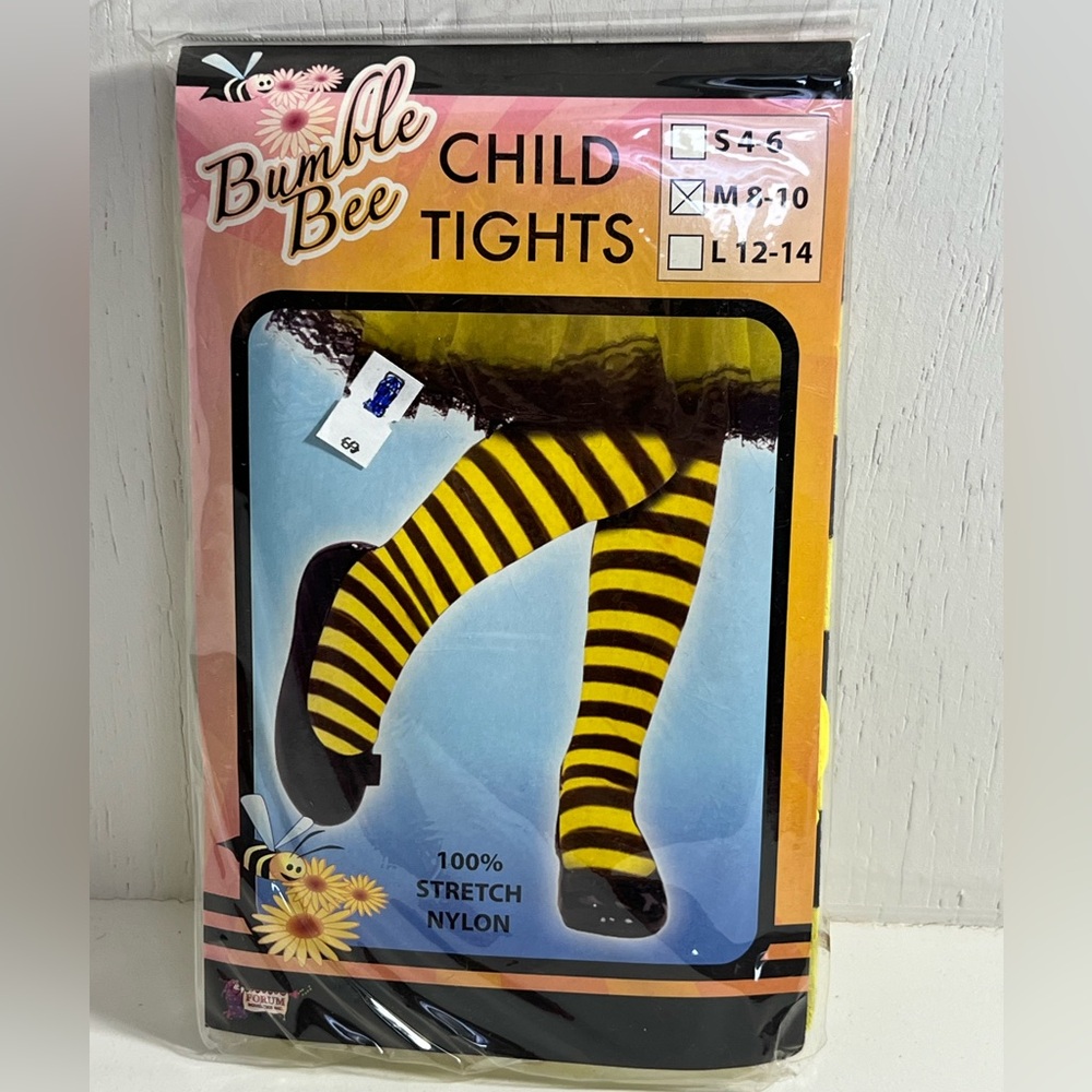 Bumble Bee Tights for Child Costume Medium 8-10 for Halloween, Theatre, Cosplay